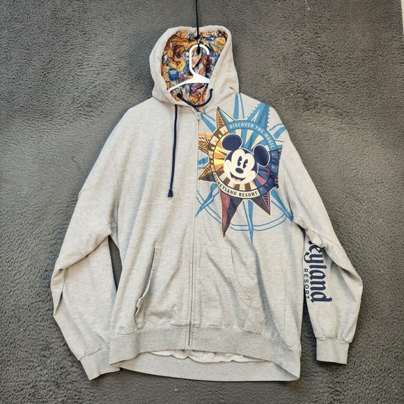 Disney Other - Disneyland Resort Hoodie Mens XL Mickey Mouse Zip Up Sweatshirt Jacket Pullover